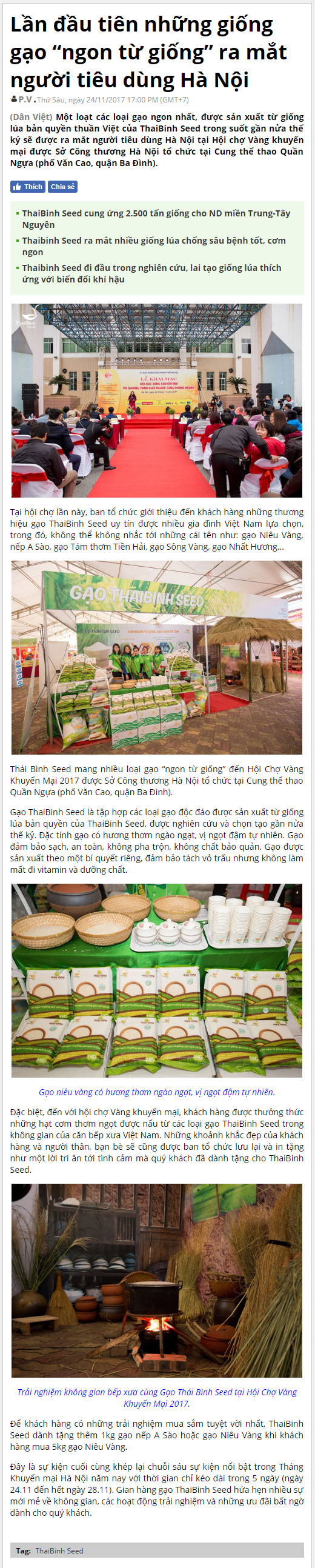 Sự kiện ra mắt loại gạo sạch nguyên chất lên báo Dân Việt bao-chi-noi-ve-nieu-vang 
